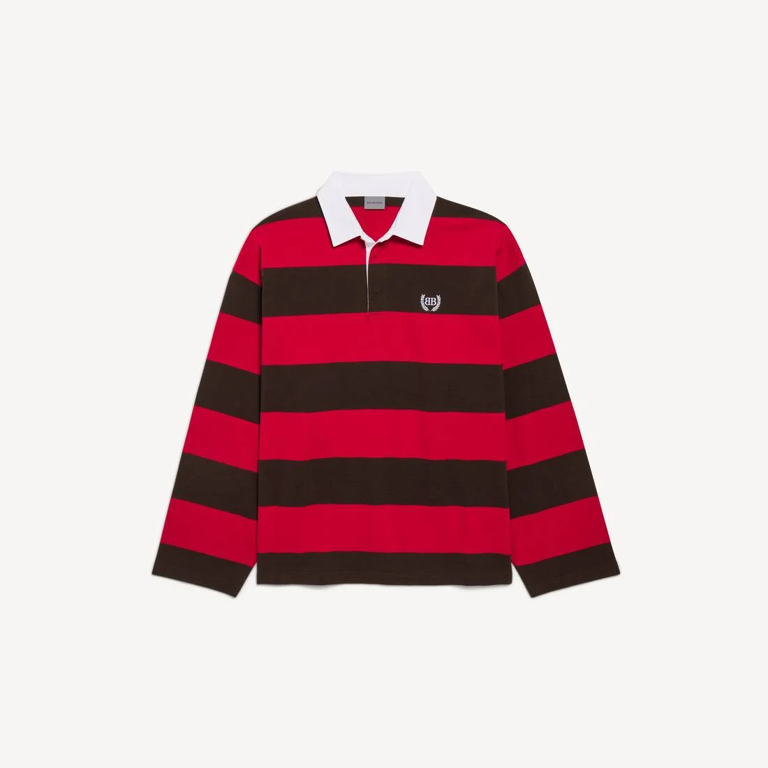 Men's Longsleeve Polo in Dark Brown/red - 1