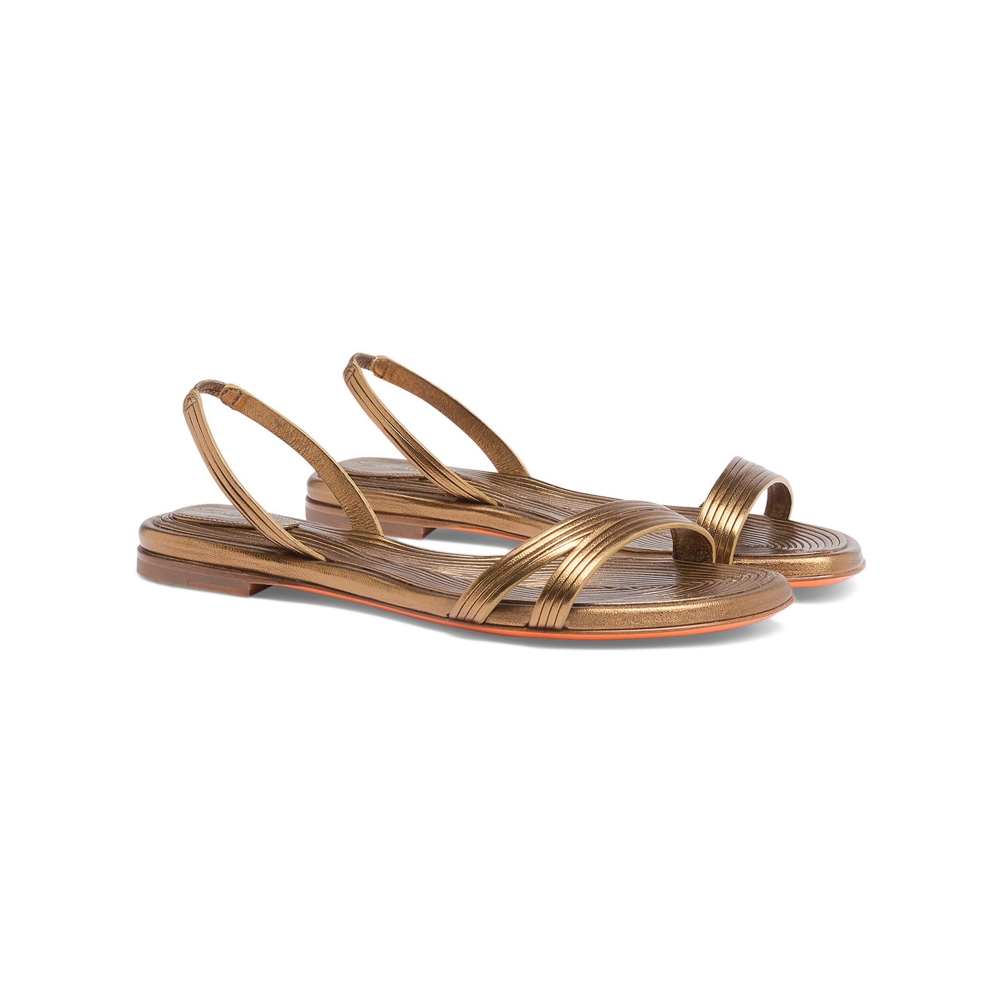 Women's gold leather sandal - 2