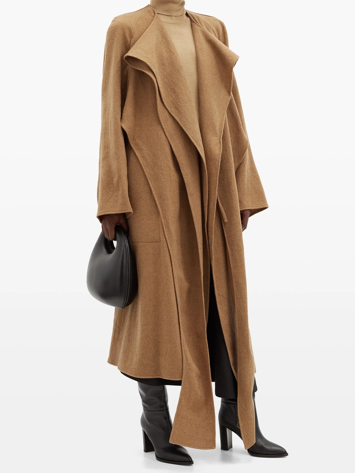 Draped wrap-front wool coat - 2