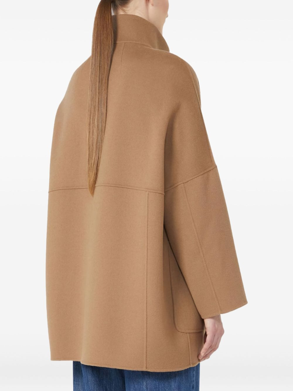 high-neck patch-pocket coat - 3