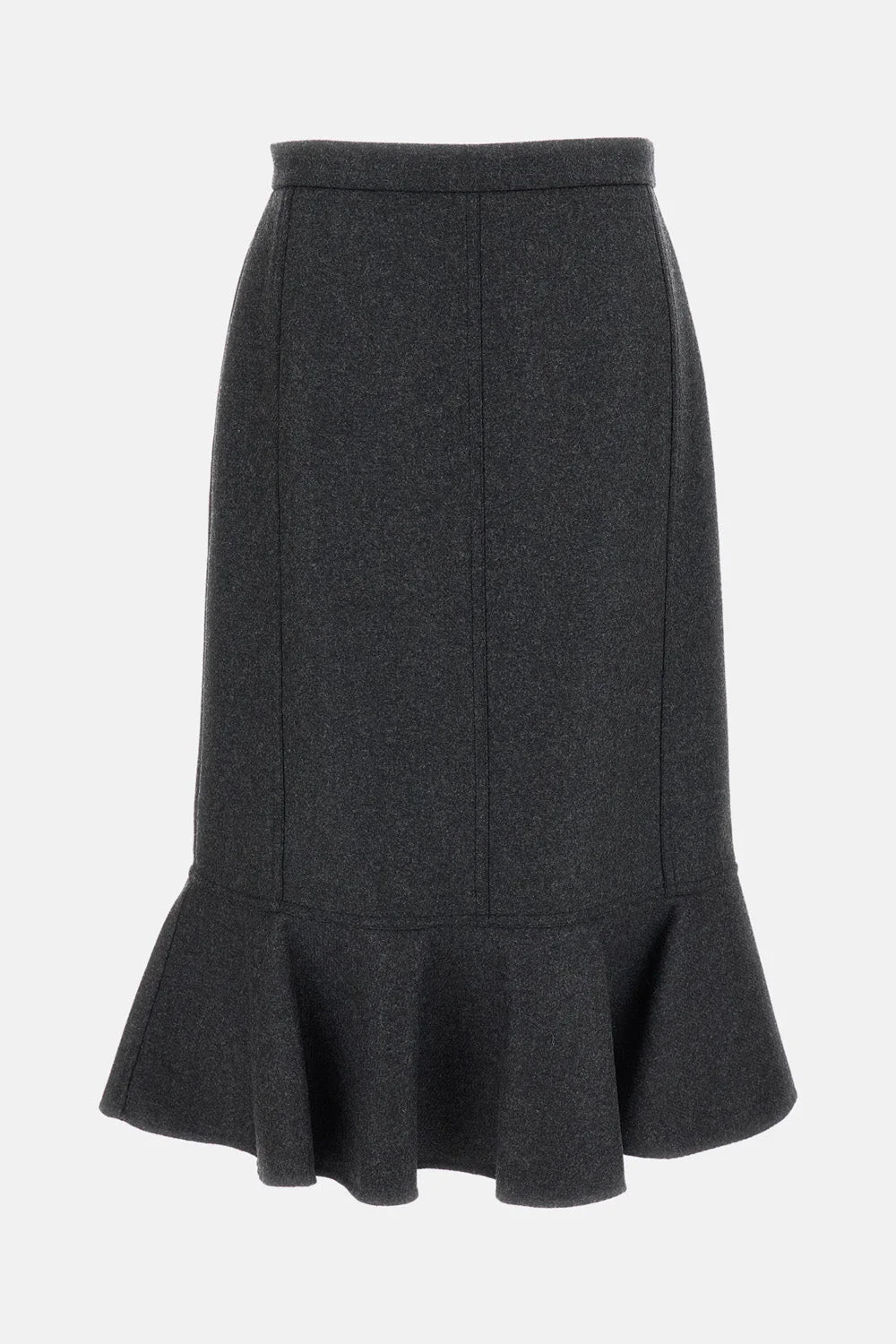 Double-wool skirt with a ruffled hem. - 1