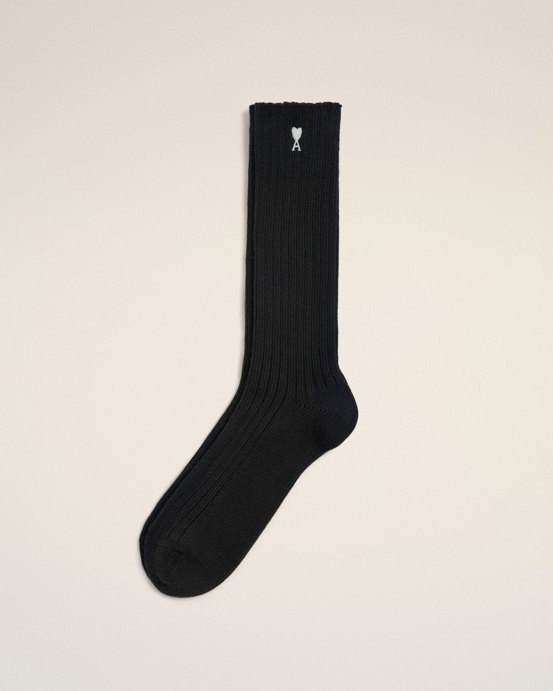 BLACK COTTON SOCKS WITH AMI DE COEUR 1