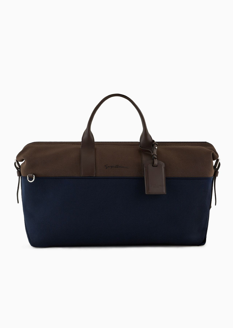 Small duffel bag in a tricot knit and leather 1