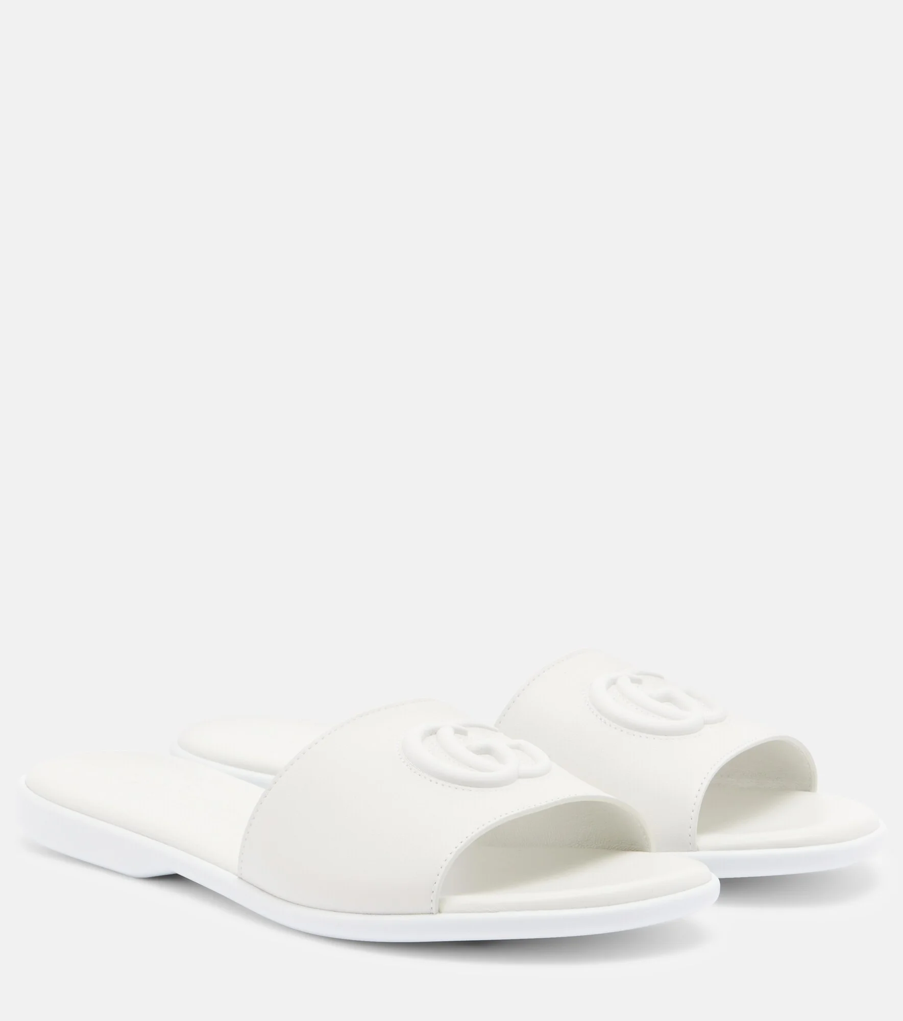 Double G leather slides - 1
