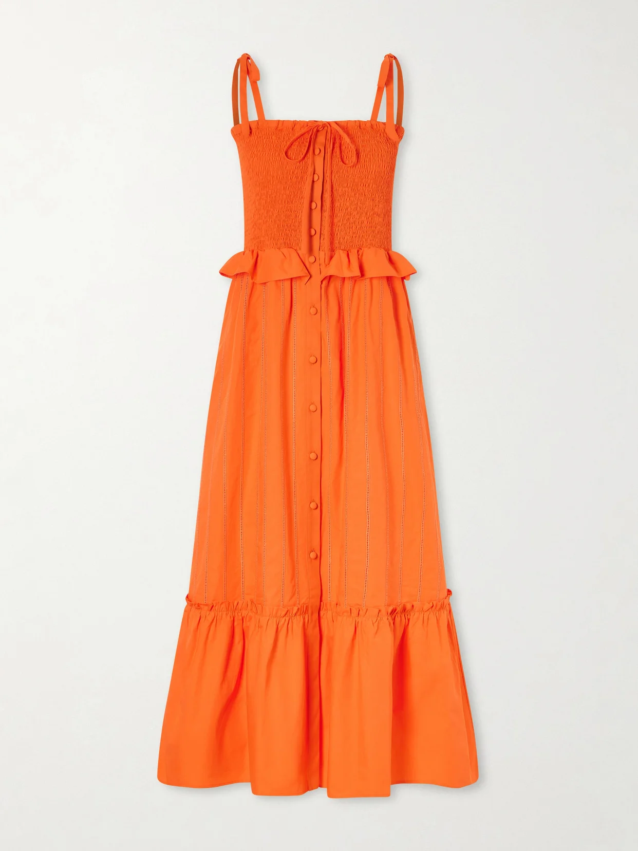 Alberica Ruffled Tiered Shirred Cotton-poplin Midi Dress - 1