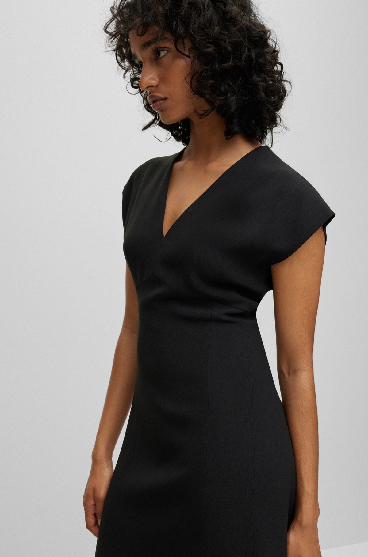 SLIM-FIT V-NECK DRESS WITH CAP SLEEVES - 6