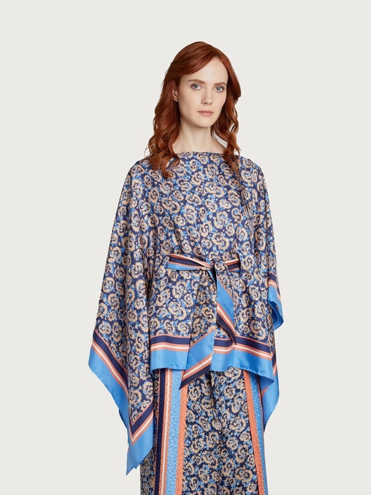 ANIMAL PRINT SILK PONCHO - 2