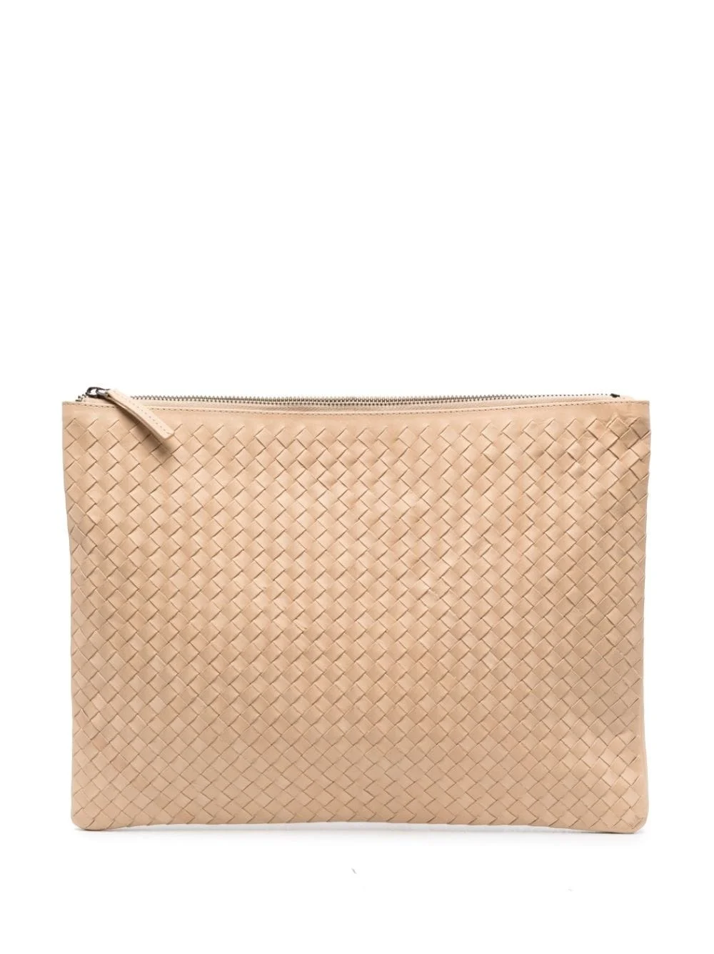 woven leather clutch bag - 1