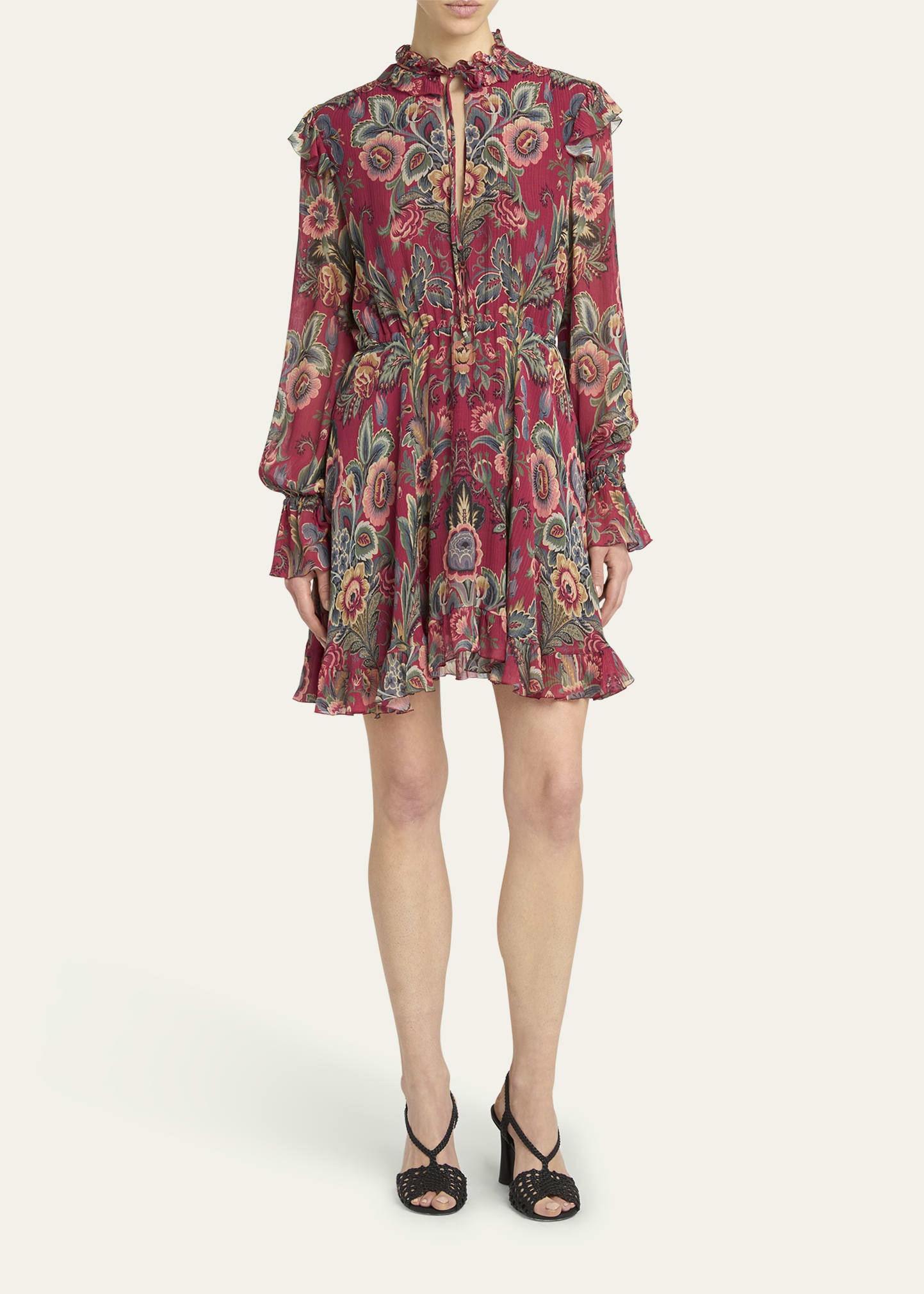 Ruffled Long-Sleeve Mini Dress - 2
