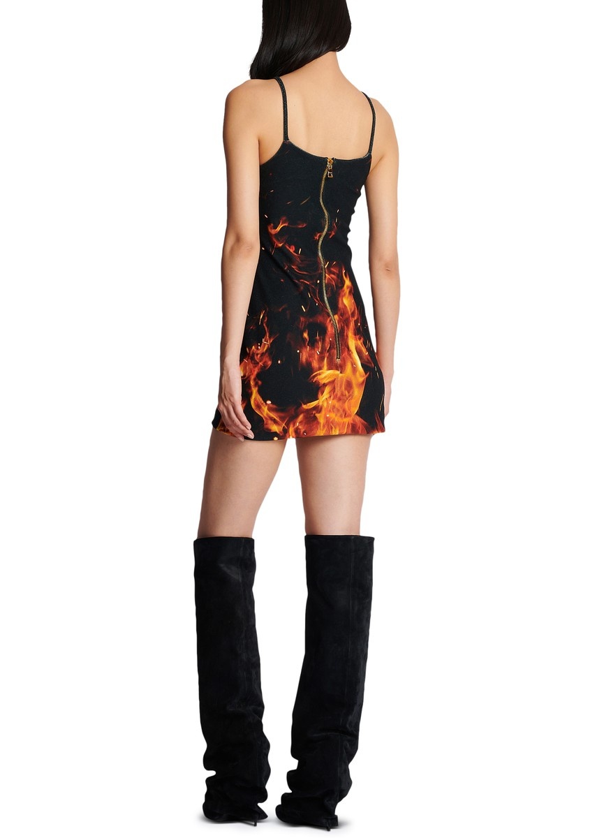 Short Fire printed velvet jersey dress - 3