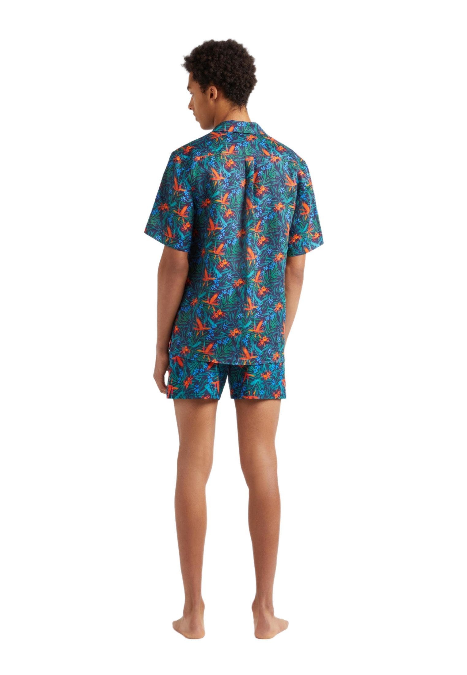 Vilebrequin Men's Tropical Flower Printed Linen Shirt in Bleu Marine at Nordstrom - 2