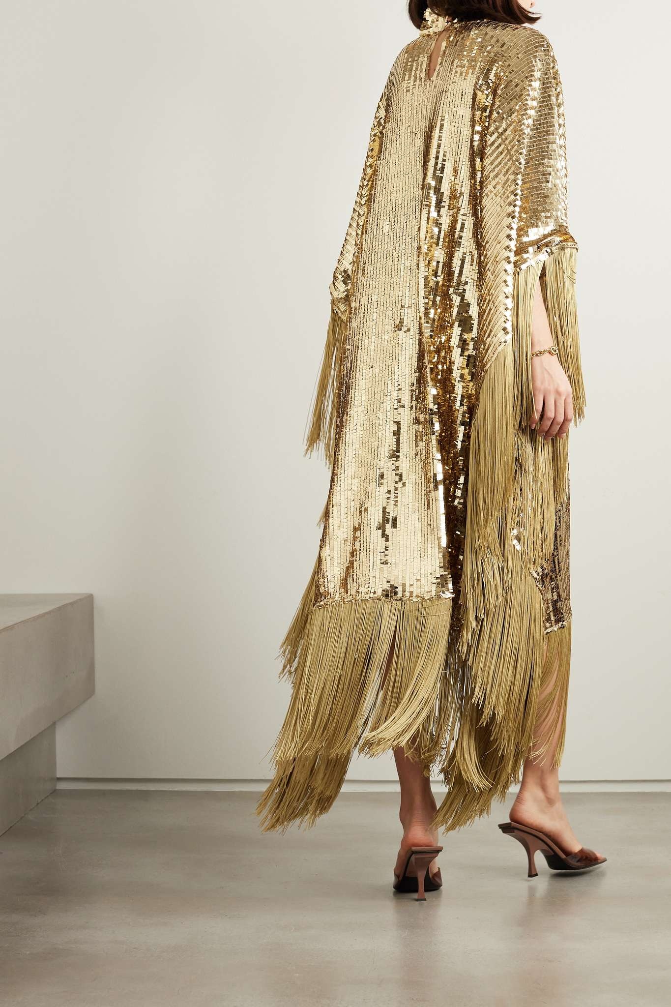 Mrs Ross Disco fringed sequined tulle kaftan - 3