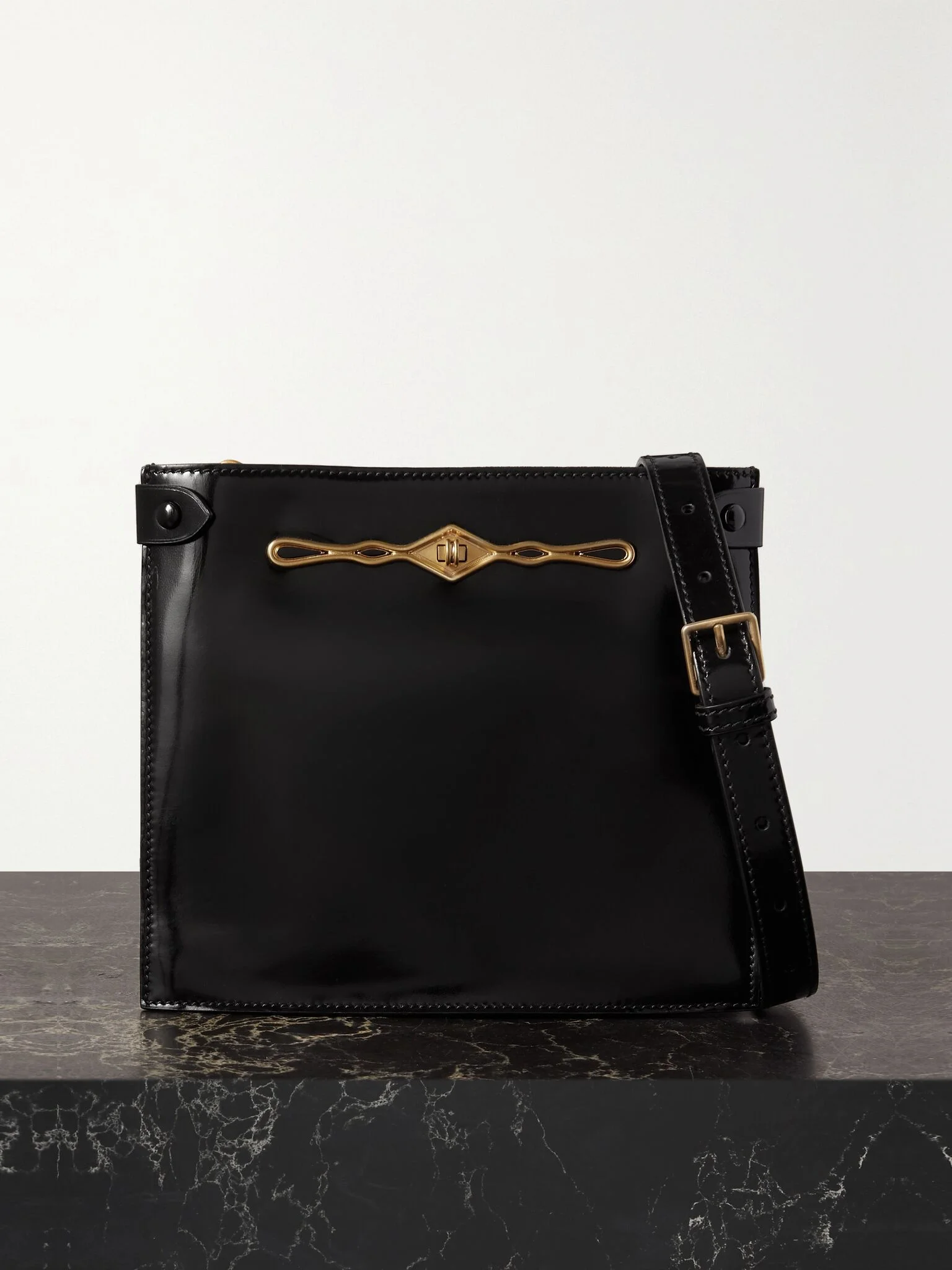 + Fernando Jorge Stowaway embellished patent-leather shoulder bag Black - 1