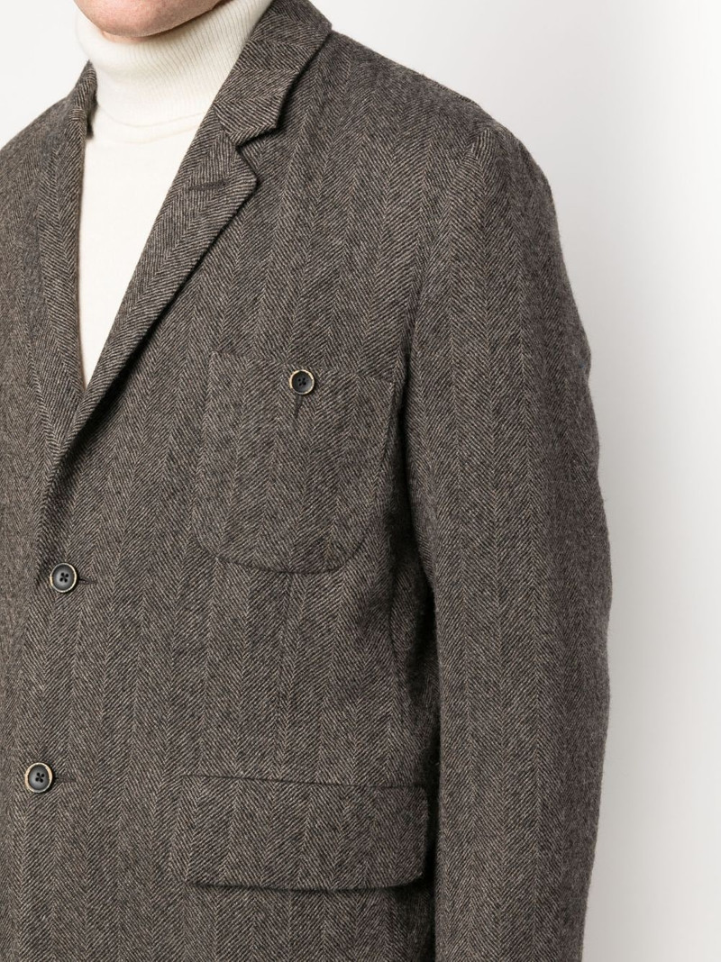 herringbone-pattern single-breasted blazer 5