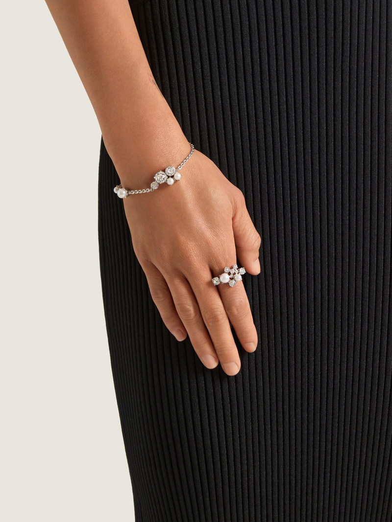 Givenchy CRYSTAL PEARL RING IN METAL, CRYSTALS AND PEARLS outlook