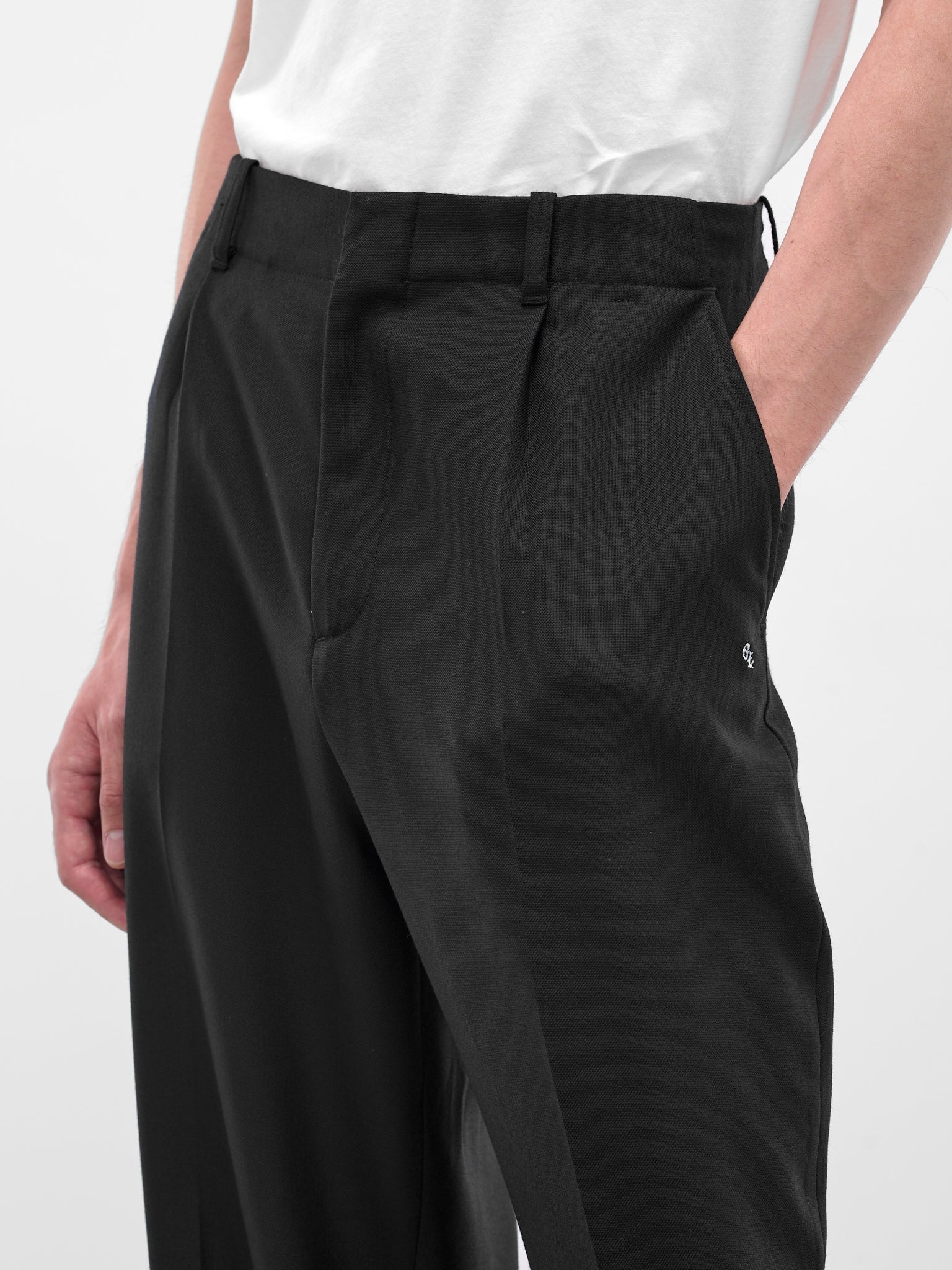 Borrowed Black Wool Chinos - 4