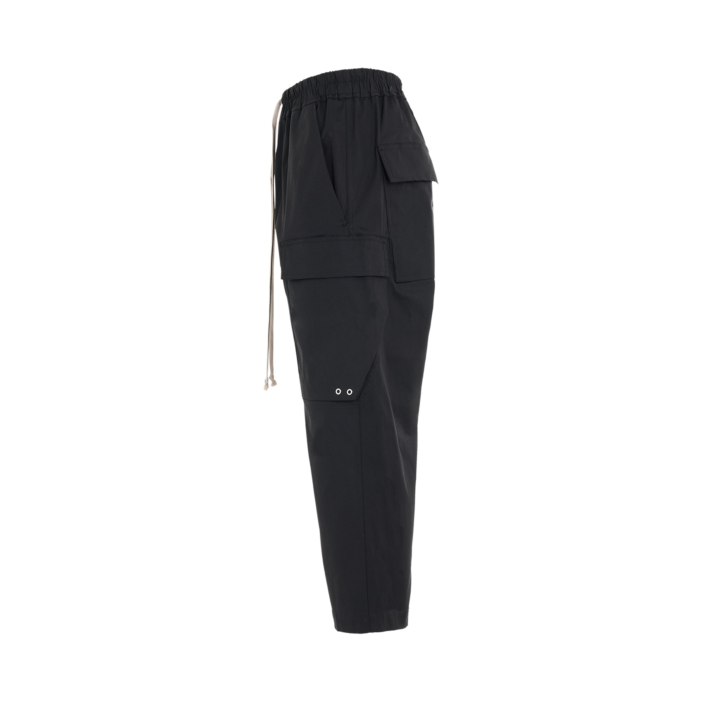 Heavy Cotton Cargo Cropped Pants in Black - 3