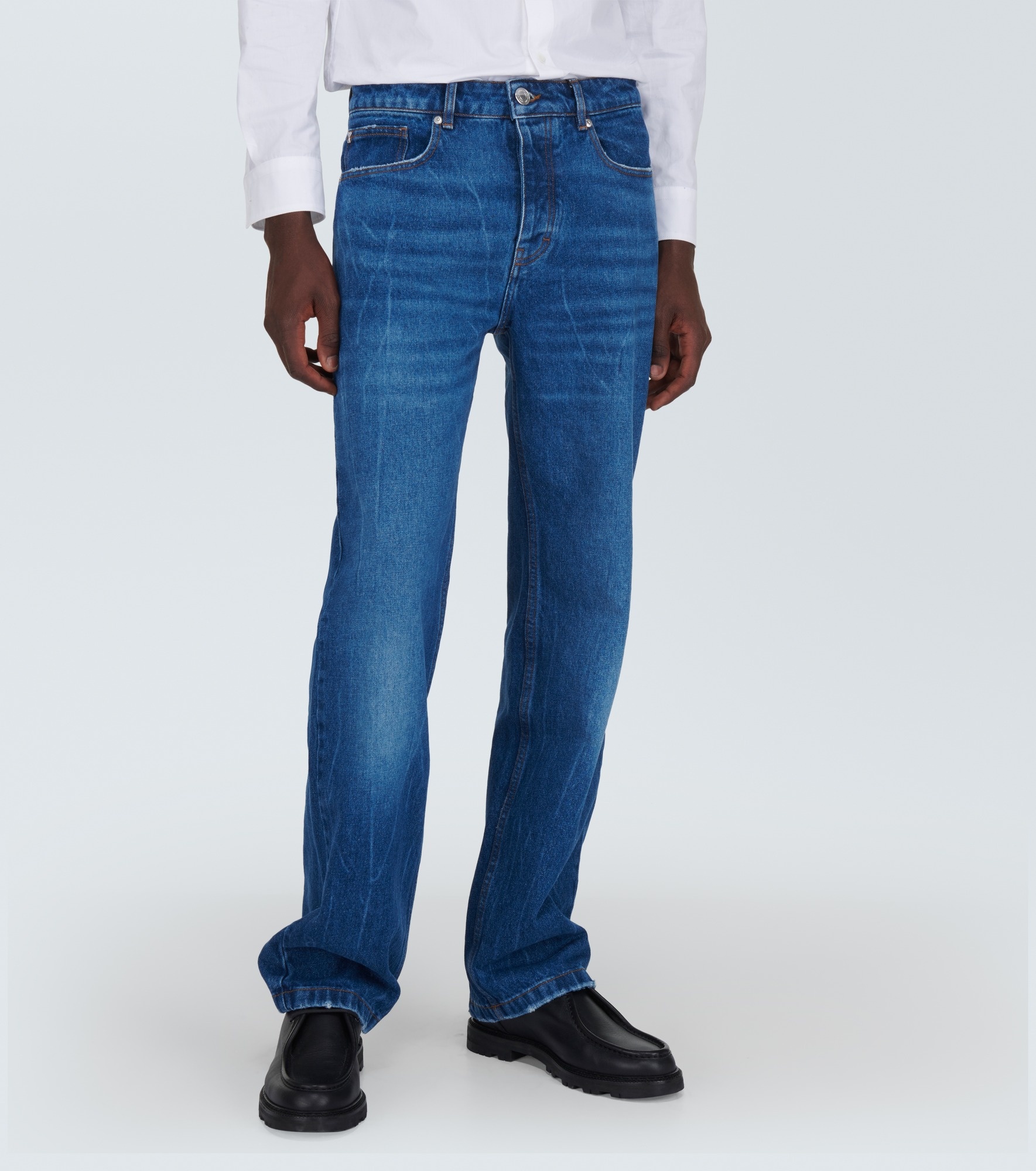 Bleached mid-rise straight jeans - 3