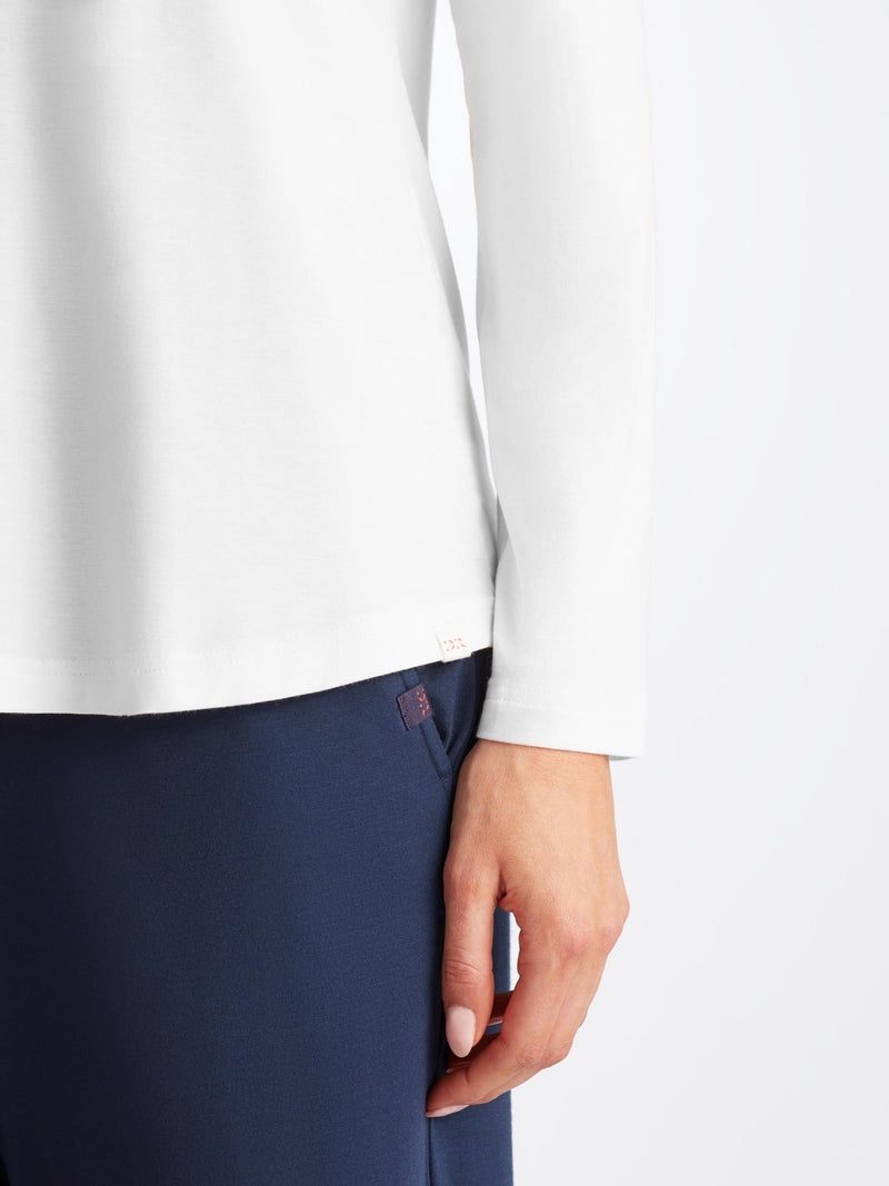 Women's Long Sleeve T-Shirt Lara Micro Modal Stretch White - 7