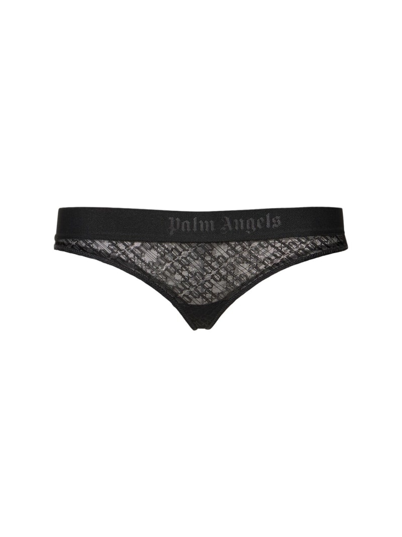 Classic logo lace thong briefs - 1