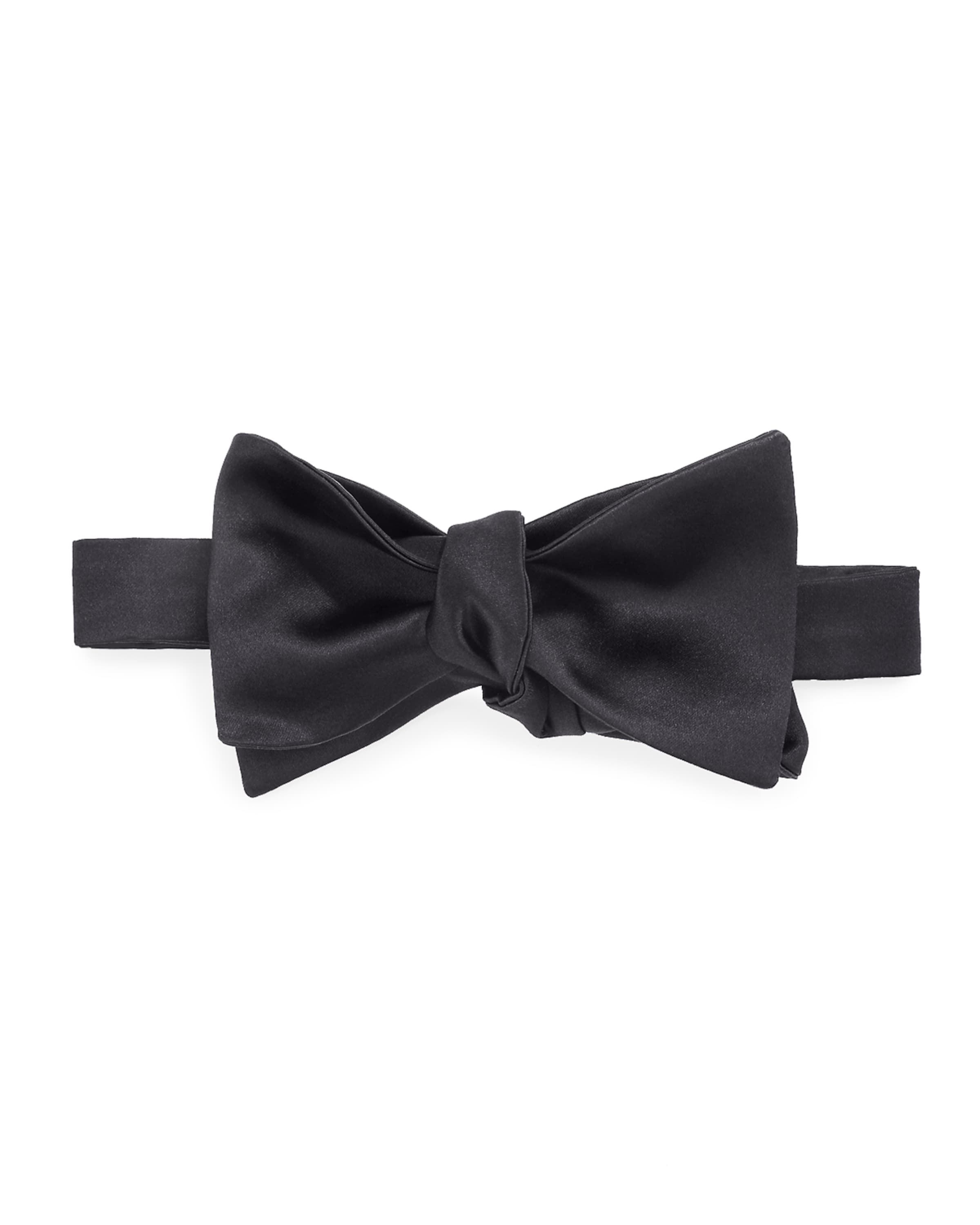 Basic Solid Silk and Cotton Bow Tie - 1