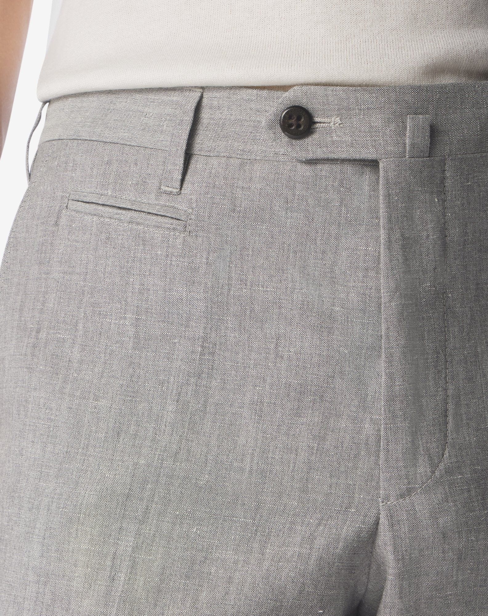 Gray wool and linen chambray trousers - 4