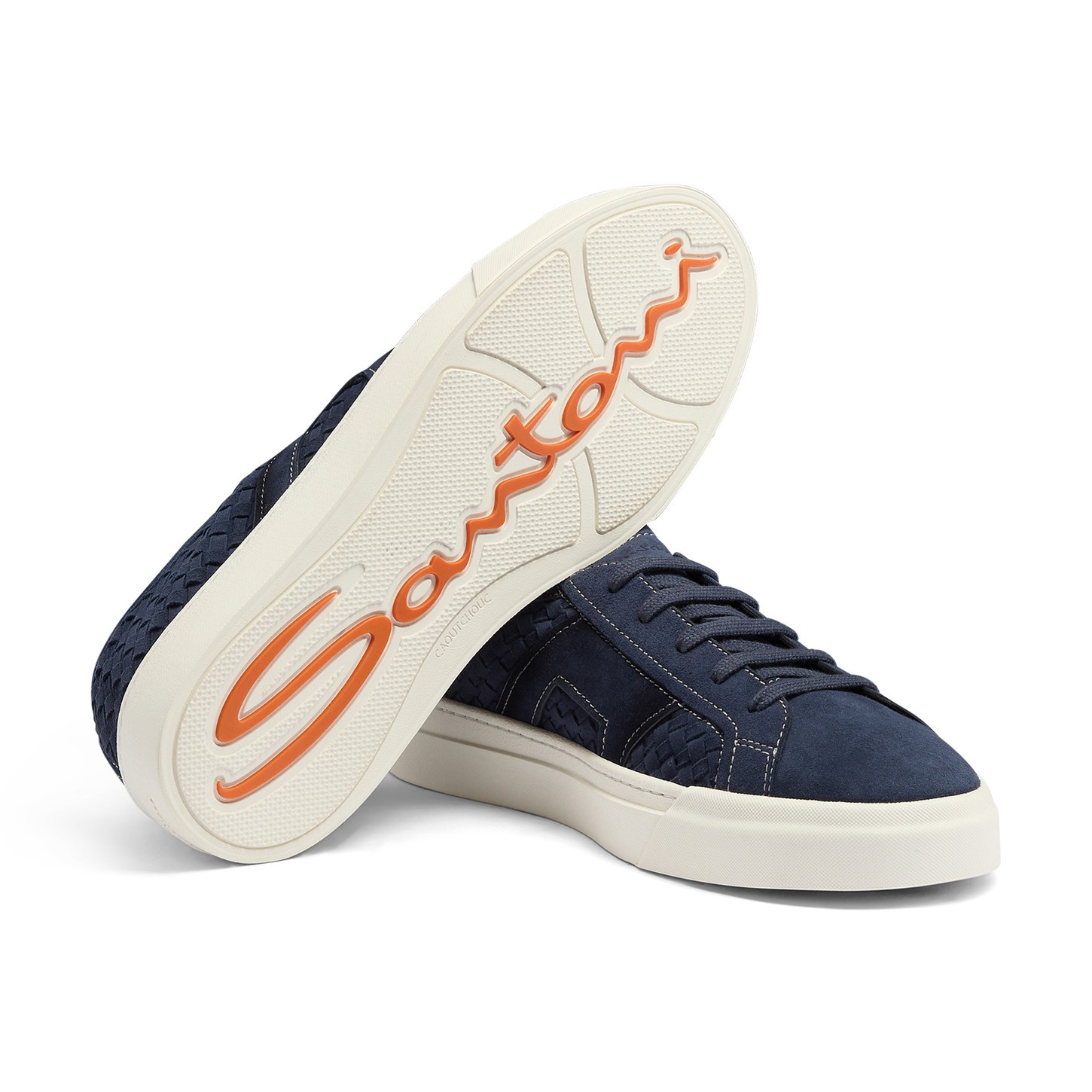 Men's blue woven suede Double Buckle Sneaker - 4