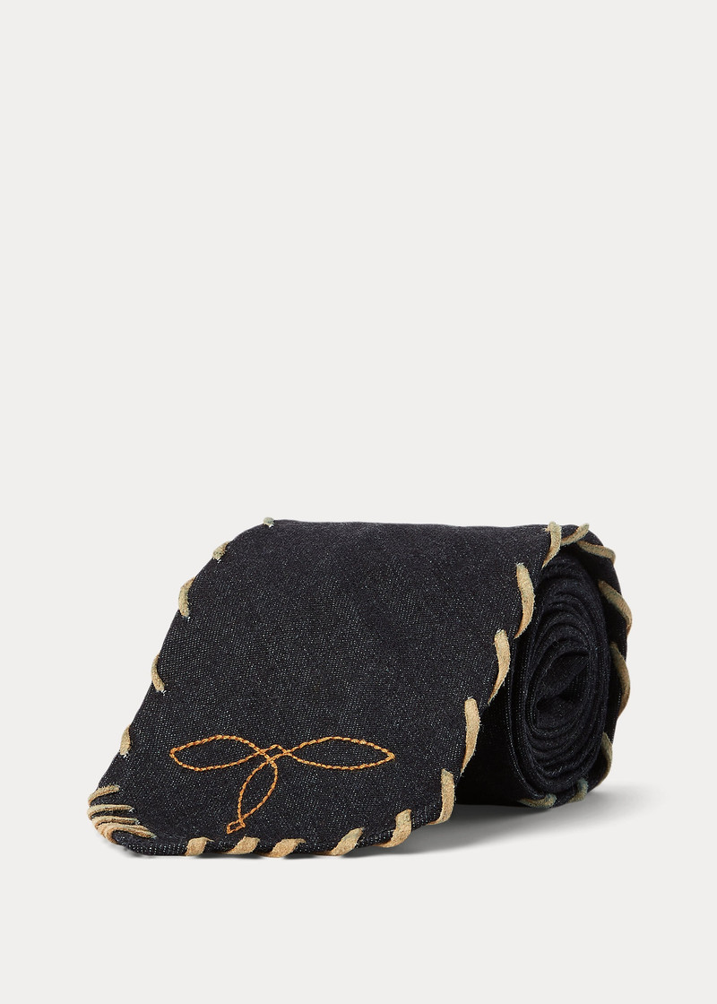 RRL by Ralph Lauren Handmade Leather-Trim Denim Tie outlook