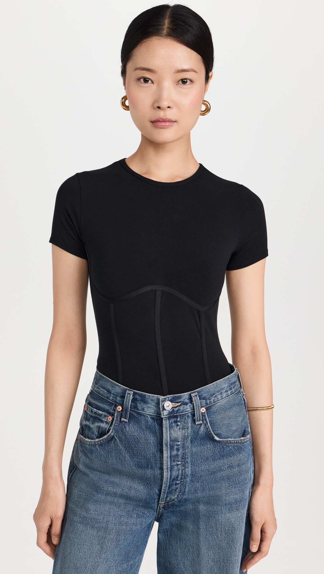 Cotton T Shirt Thong Bodysuit - 6