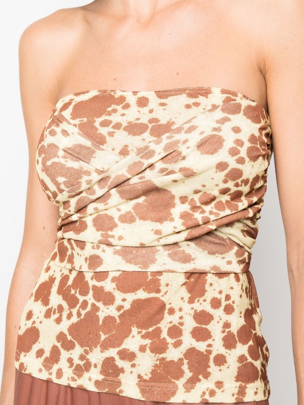 giraffe-print strapless wrap top - 5