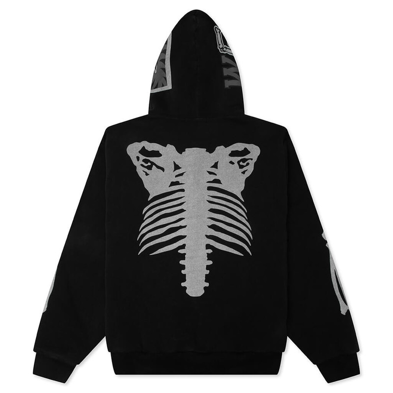 A BATHING APE® SKELETON SHARK HEAVY WASHED CROPPED FIT FULL ZIP HOODIE - BLACK outlook