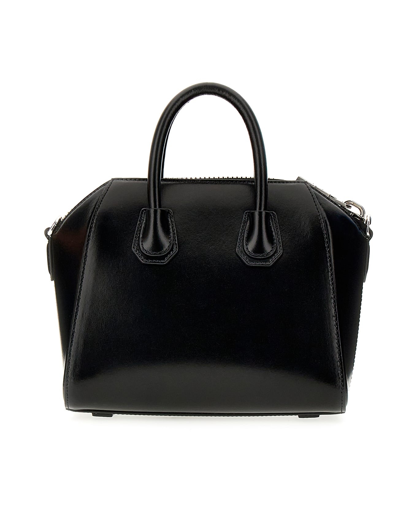 Black Leather Mini Antigona Handbag - 3