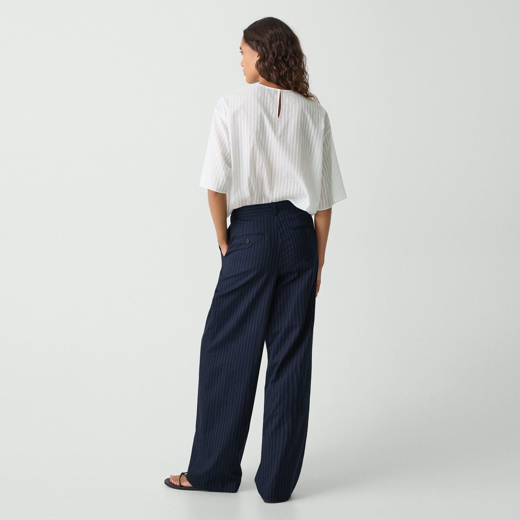 Double Pleat Pant in Linear Cotton - 4