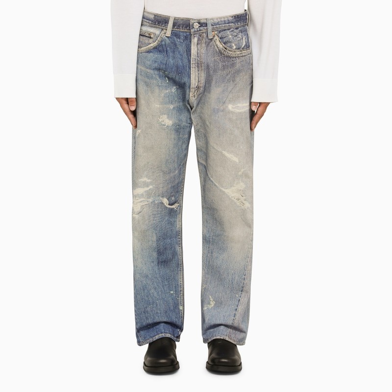 Digital denim print wide jeans - 1