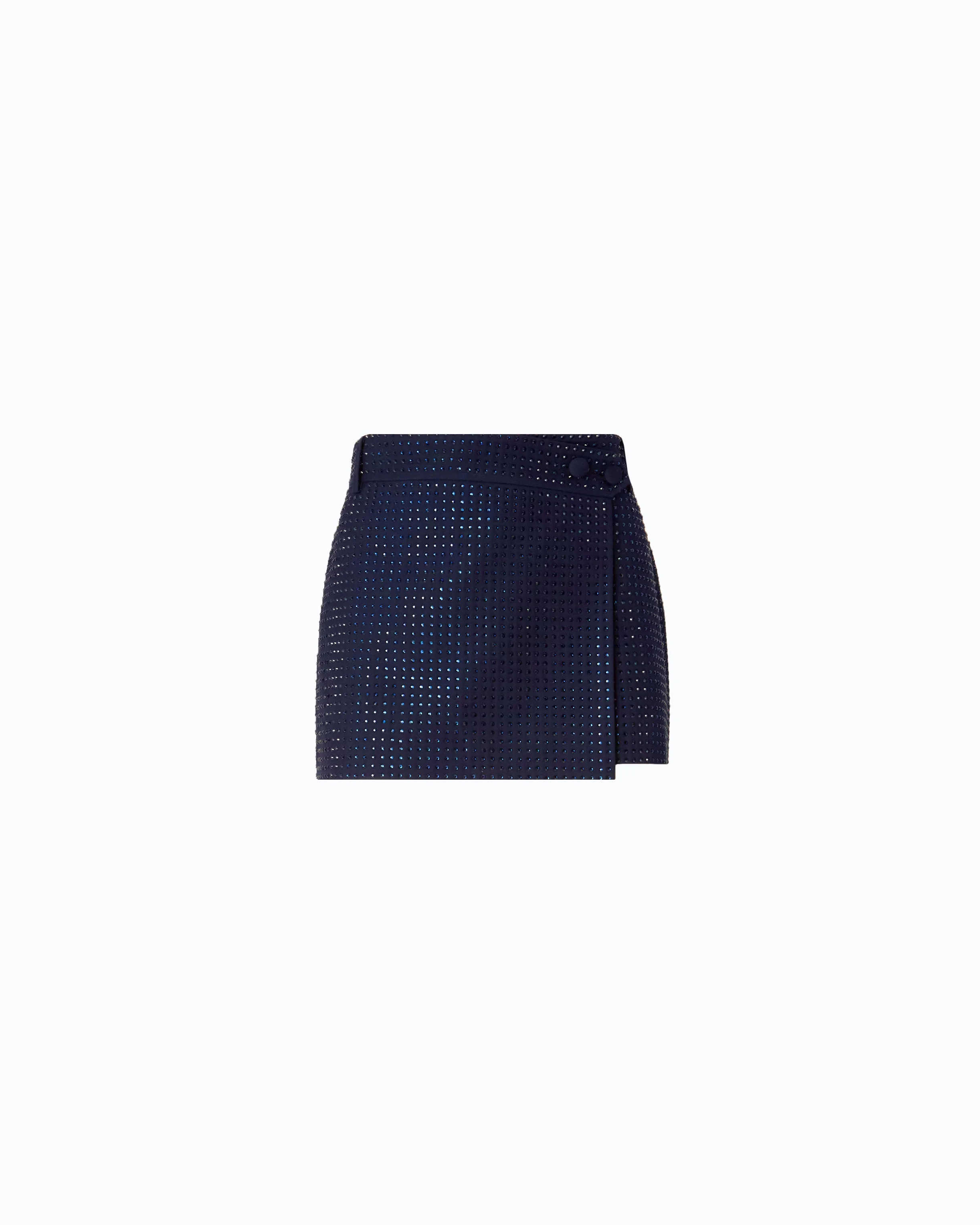 FULLY RHINESTONED WRAP MINI SKIRT - 1