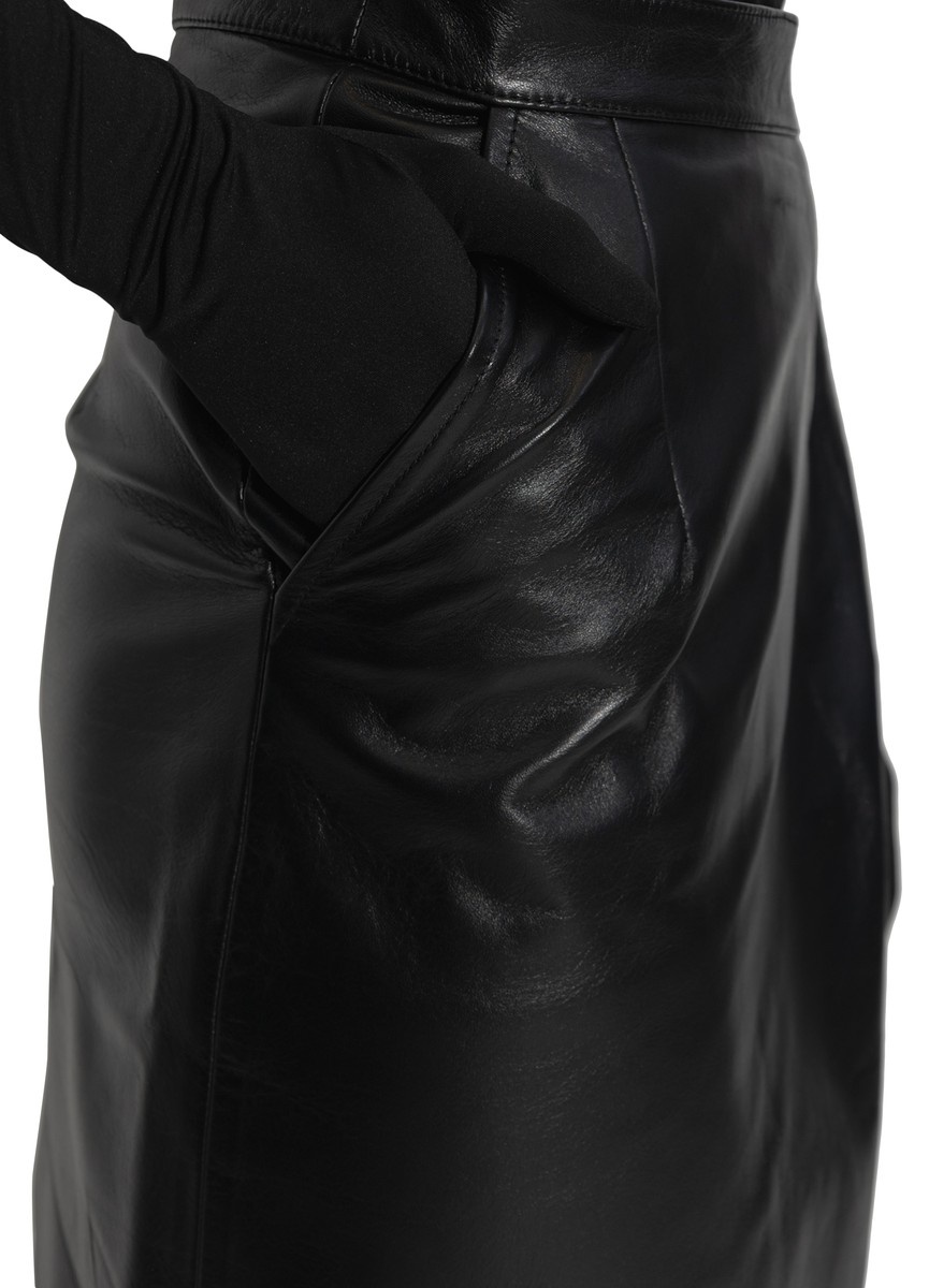 Asymmetric leather skirt - 4