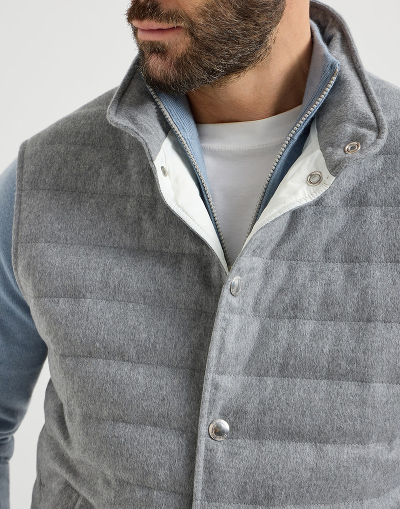 Lightweight cashmere flannel down vest 4