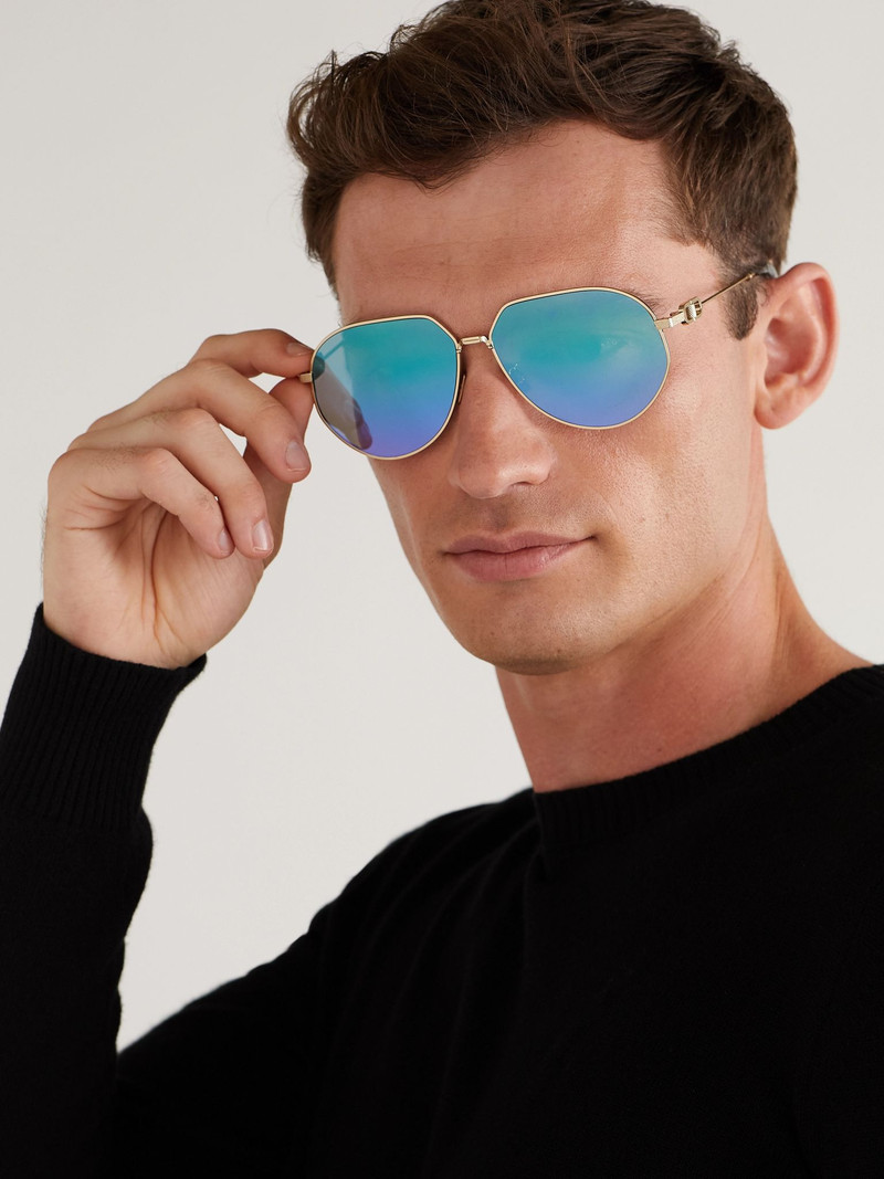 Dior CD Link A1U Round-Frame Gold-Tone Sunglasses Gold outlook