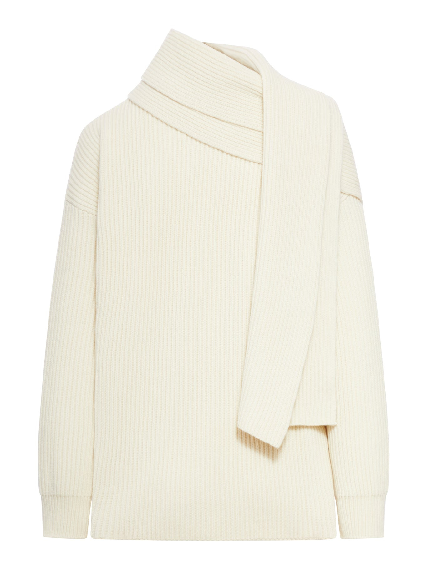 FINE WOOL SWEATER WITH WRAP SCARF DETAILS - 2