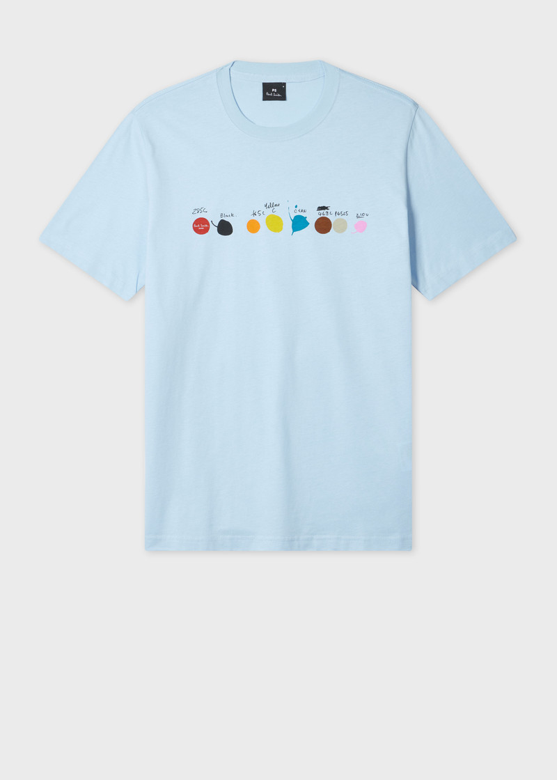 Light Blue 'Paint Dots' Print T-Shirt 1