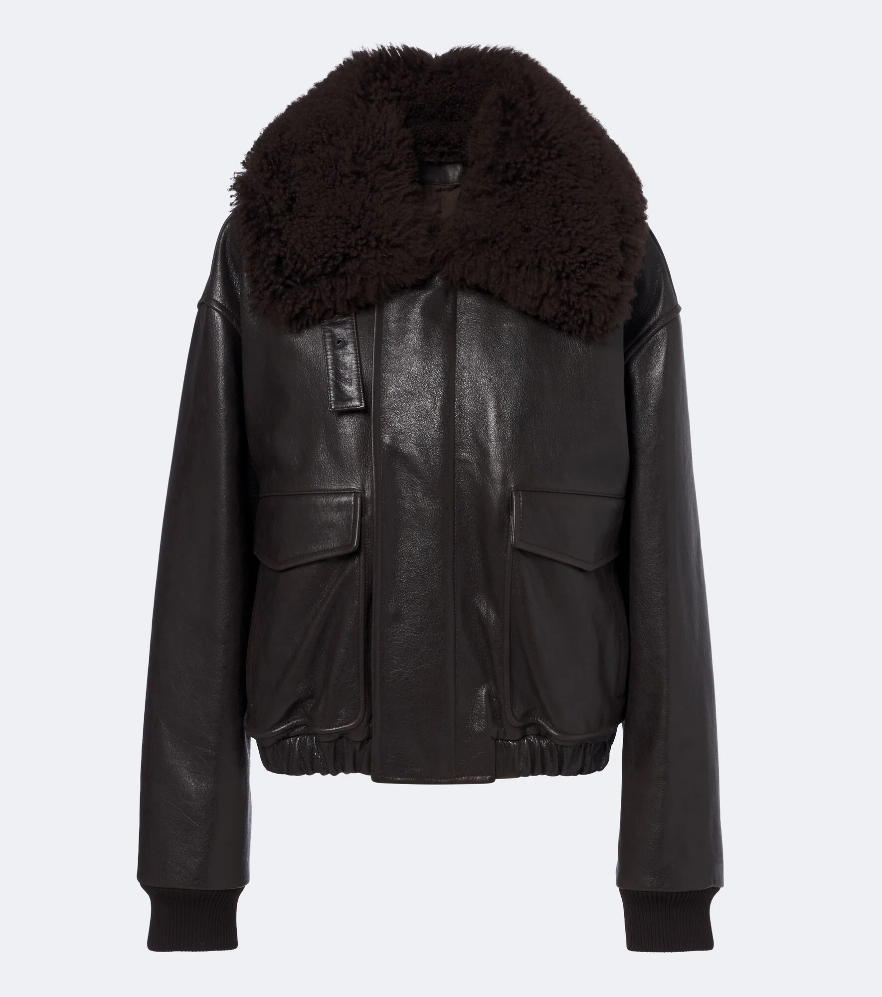Shearling-trimmed leather blouson jacket - 1