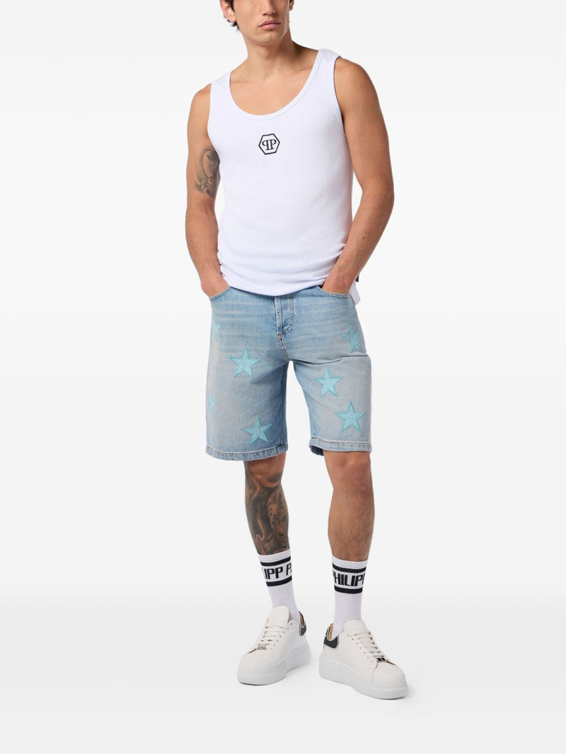 PHILIPP PLEIN logo-embroidered cotton tank top outlook