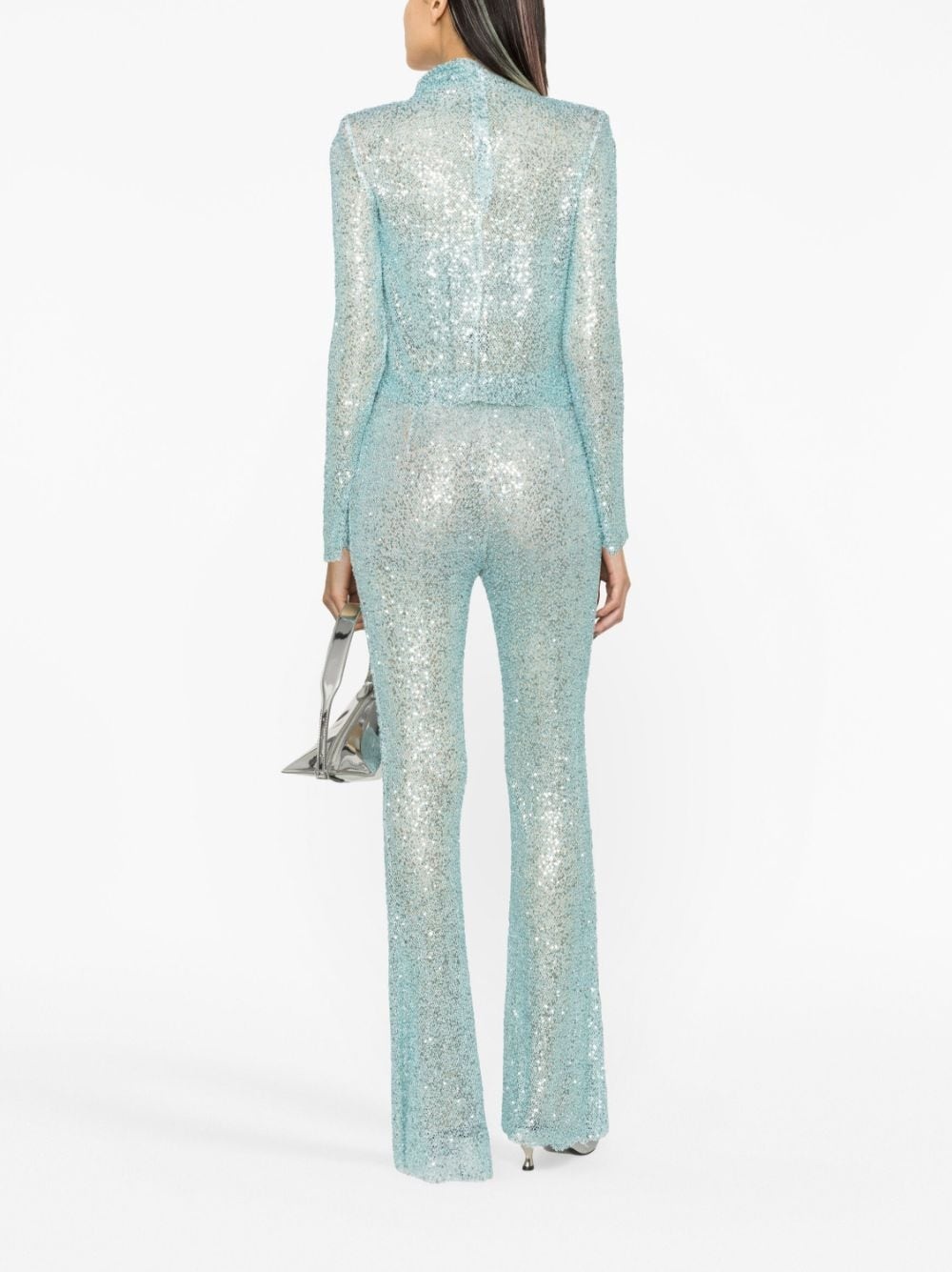 sequin-embellished mesh trousers - 4