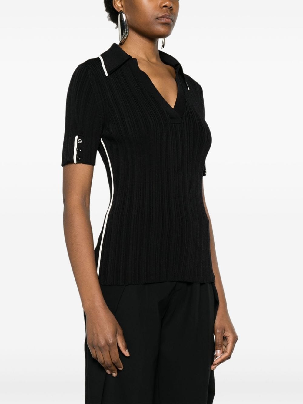 V-neck ribbed polo shirt - 6