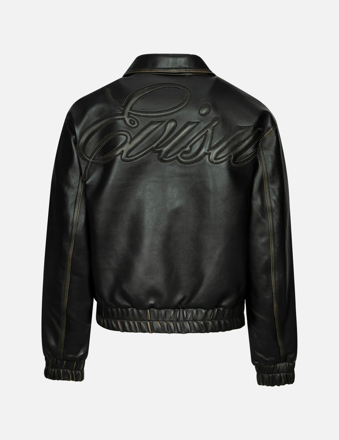SEAGULL EMBROIDERY AND LOGO APPLIQUÉ FASHION FIT LEATHER JACKET - 2