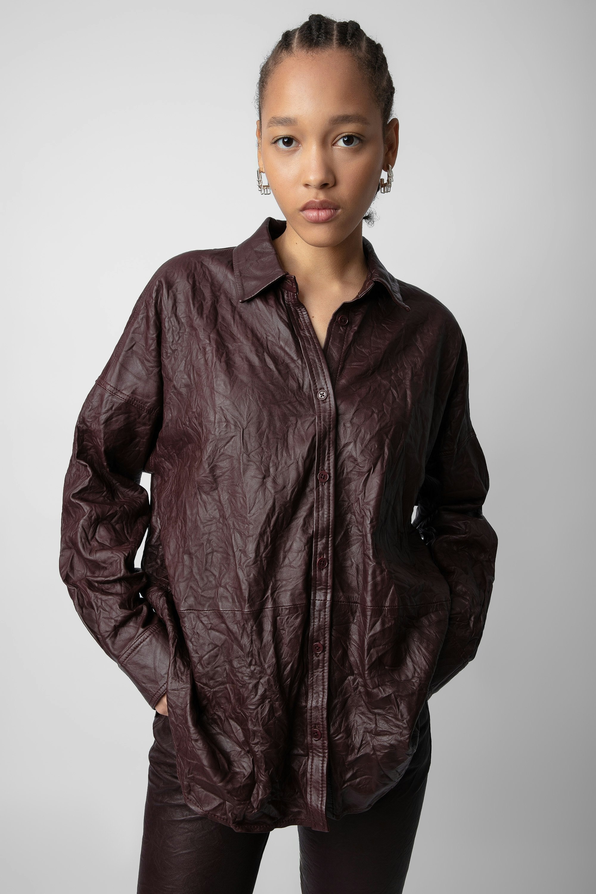 Tamara Crinkled Leather Shirt - 3