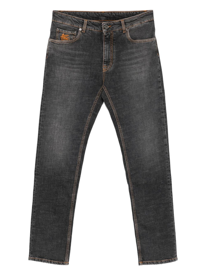 logo-embroidered jeans 1
