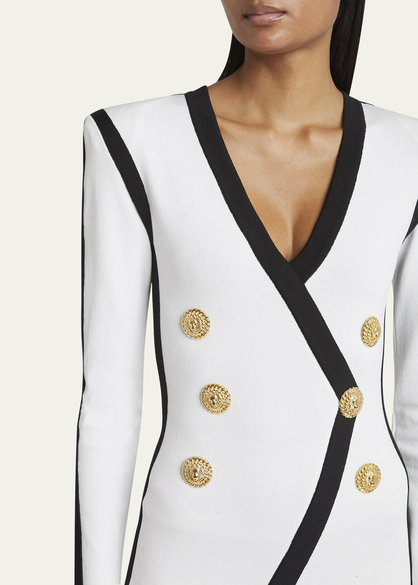 V-Neck Button Wrap Body-Con Mini Dress - 5