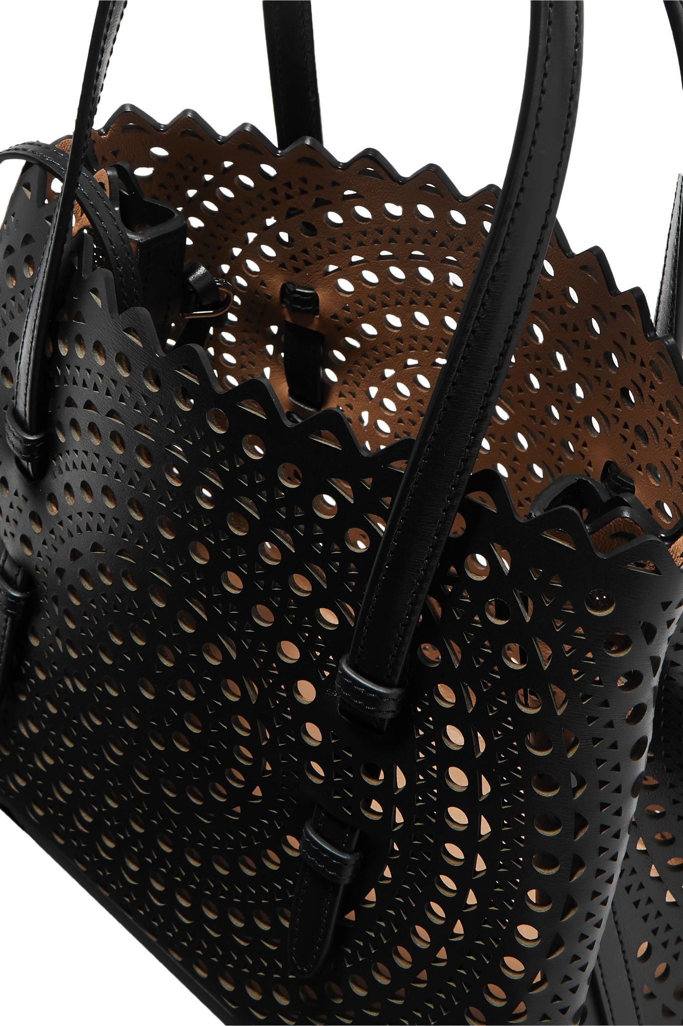 Mina small laser-cut leather tote - 5