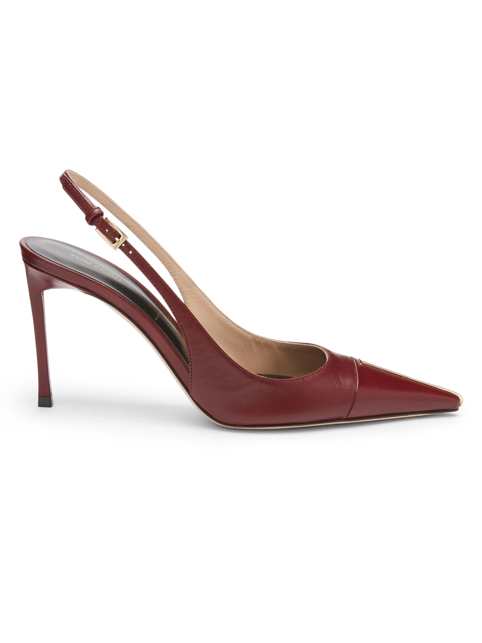 Women's 85MM Leather Slingback Pumps - Ruby Red - 1